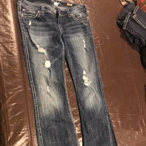 Silver boot leg Jean